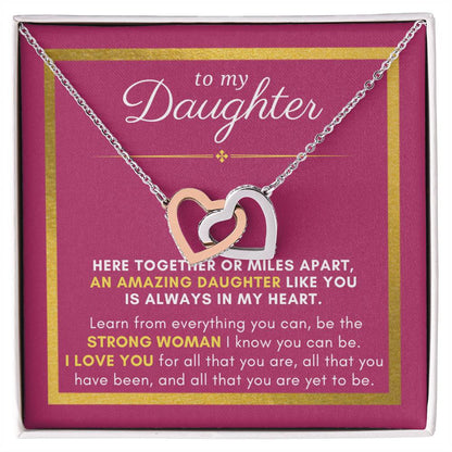 Gift For Daughter, You Are Always in My Heart, Interlock Heart Pendant Necklace