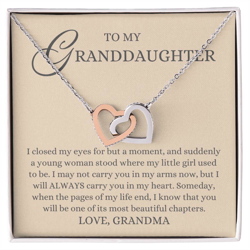 To my Granddaughter Gift, Most Beautiful Chapters, Interlock Heart Necklace