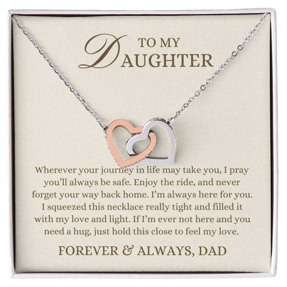 To my Daughter Gift, Journey in Life, Interlocking Hearts Pendant Necklace