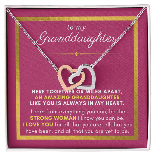 Gift For Granddaughter, Learn from Everything You Can, Interlock Heart Pendant Necklace
