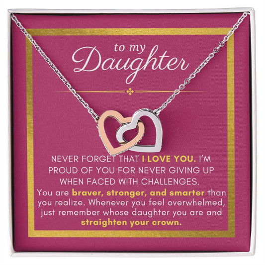 Gift For Daughter, Proud of You, Interlock Heart Pendant Necklace