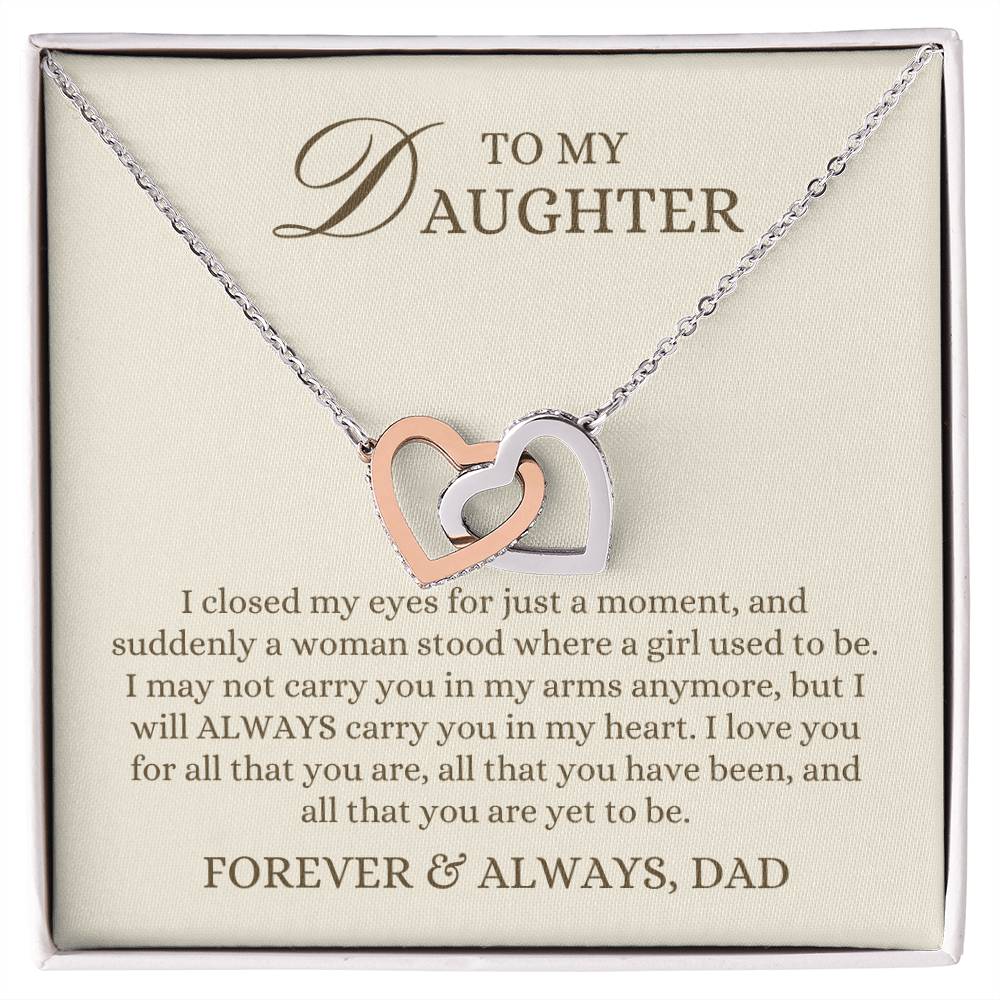 To my Daughter Gift, All You are Yet to be, Interlocking Hearts Pendant Necklace