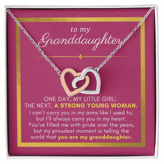 Gift For Granddaughter, A Strong Young Woman, Interlock Heart Pendant Necklace