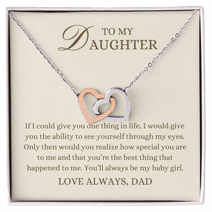 To my Daughter Gift, My Baby Girl, Interlocking Hearts Pendant Necklace