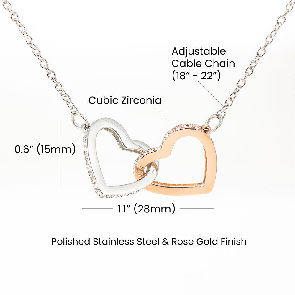 To my Daughter Gift, Near or Far Apart,  Interlocking Hearts Pendant Necklace