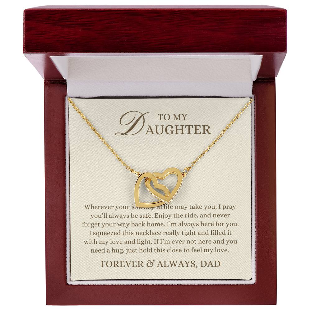 To my Daughter Gift, Journey in Life, Interlocking Hearts Pendant Necklace