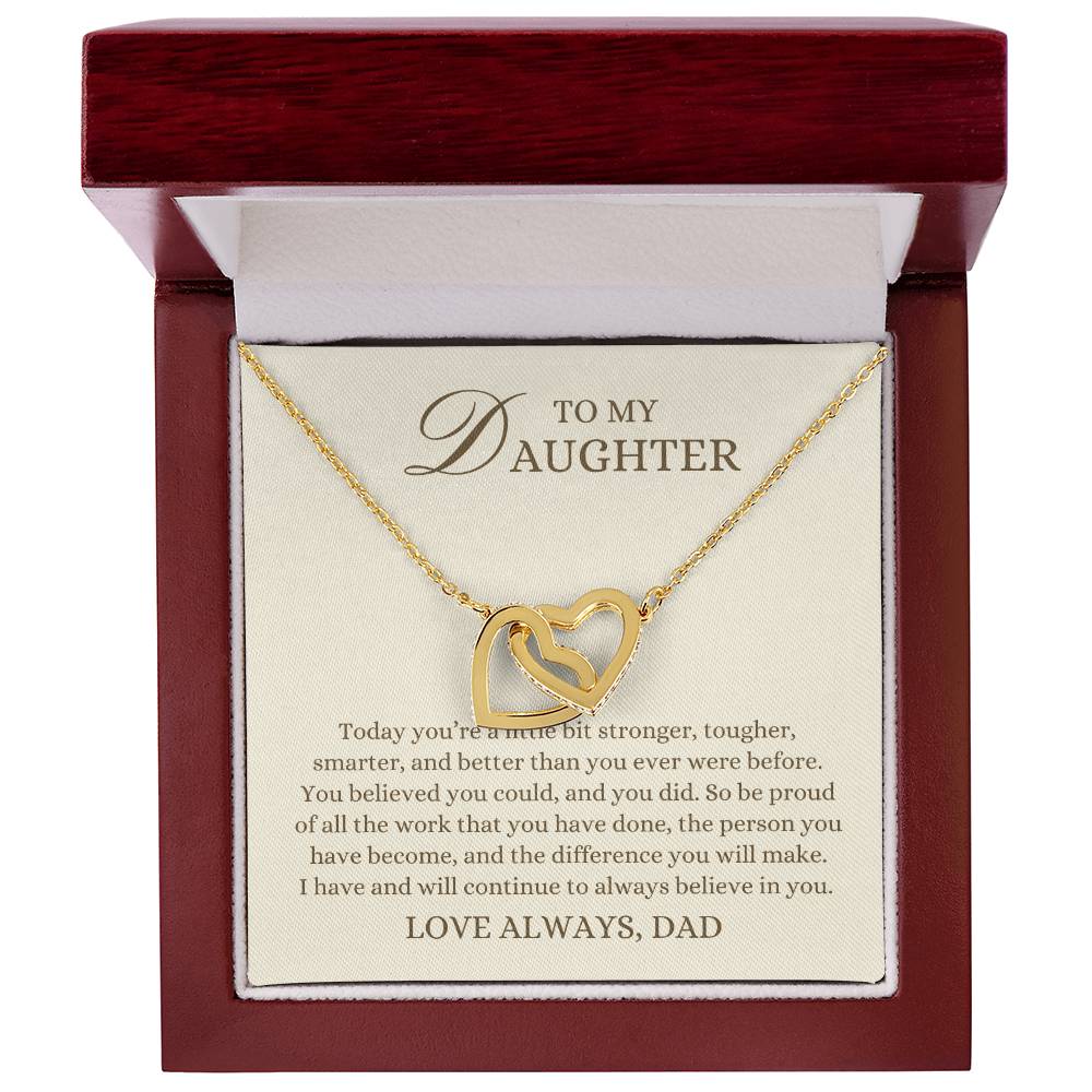 To my Daughter Gift, Stronger Tougher Smarter,  Interlocking Hearts Pendant Necklace