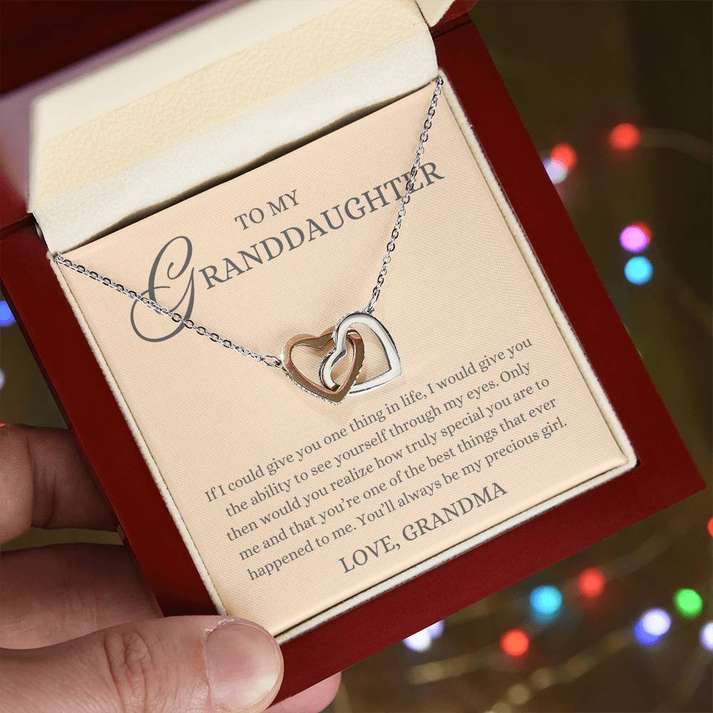 To my Granddaughter Gift, My Precious Girl, Interlock Heart Necklace