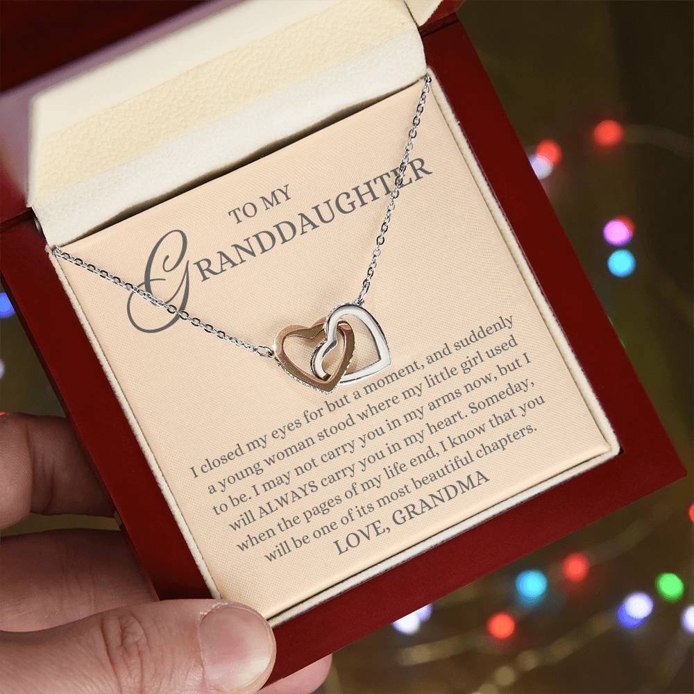 To my Granddaughter Gift, Most Beautiful Chapters, Interlock Heart Necklace