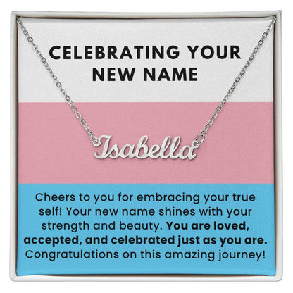 Embracing Your True Self Custom Name Necklace for Transgender LGBTQ Pride Month Gift