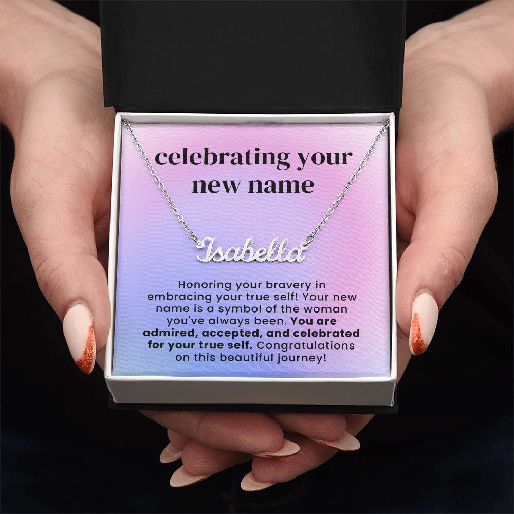 Celebrated For Your True Self Custom Name Necklace for Transgender LGBTQ Pride Month Gift