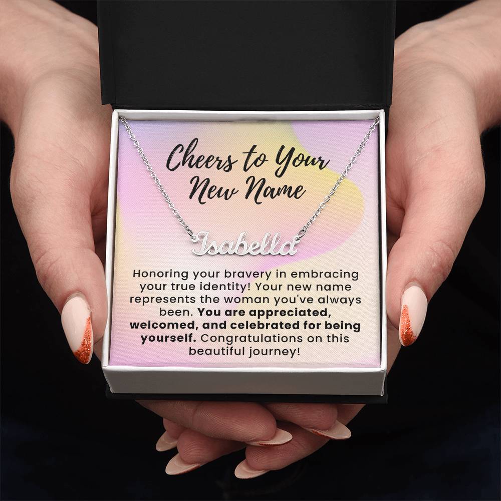 Embracing Your True Identity Custom Name Necklace for Transgender LGBTQ Pride Month Gift