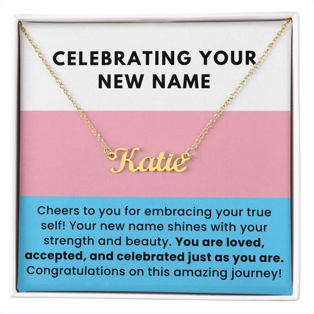 Embracing Your True Self Custom Name Necklace for Transgender LGBTQ Pride Month Gift