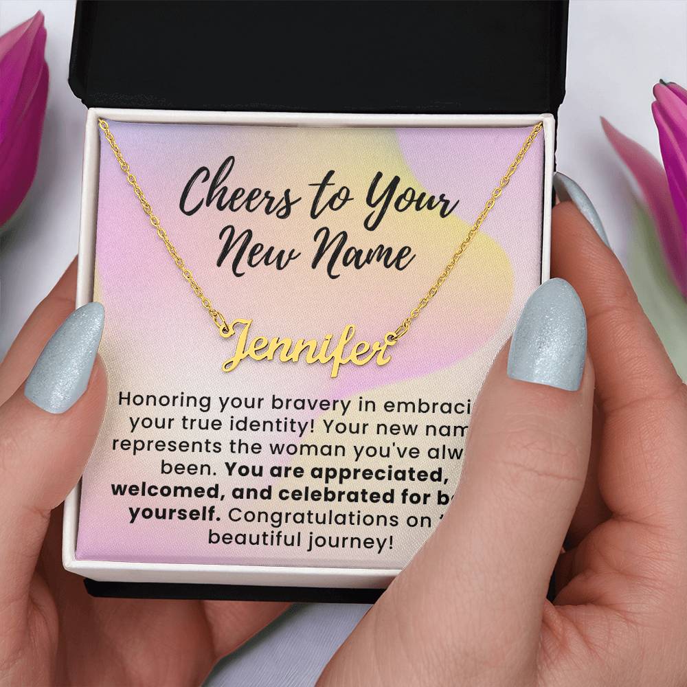 Embracing Your True Identity Custom Name Necklace for Transgender LGBTQ Pride Month Gift