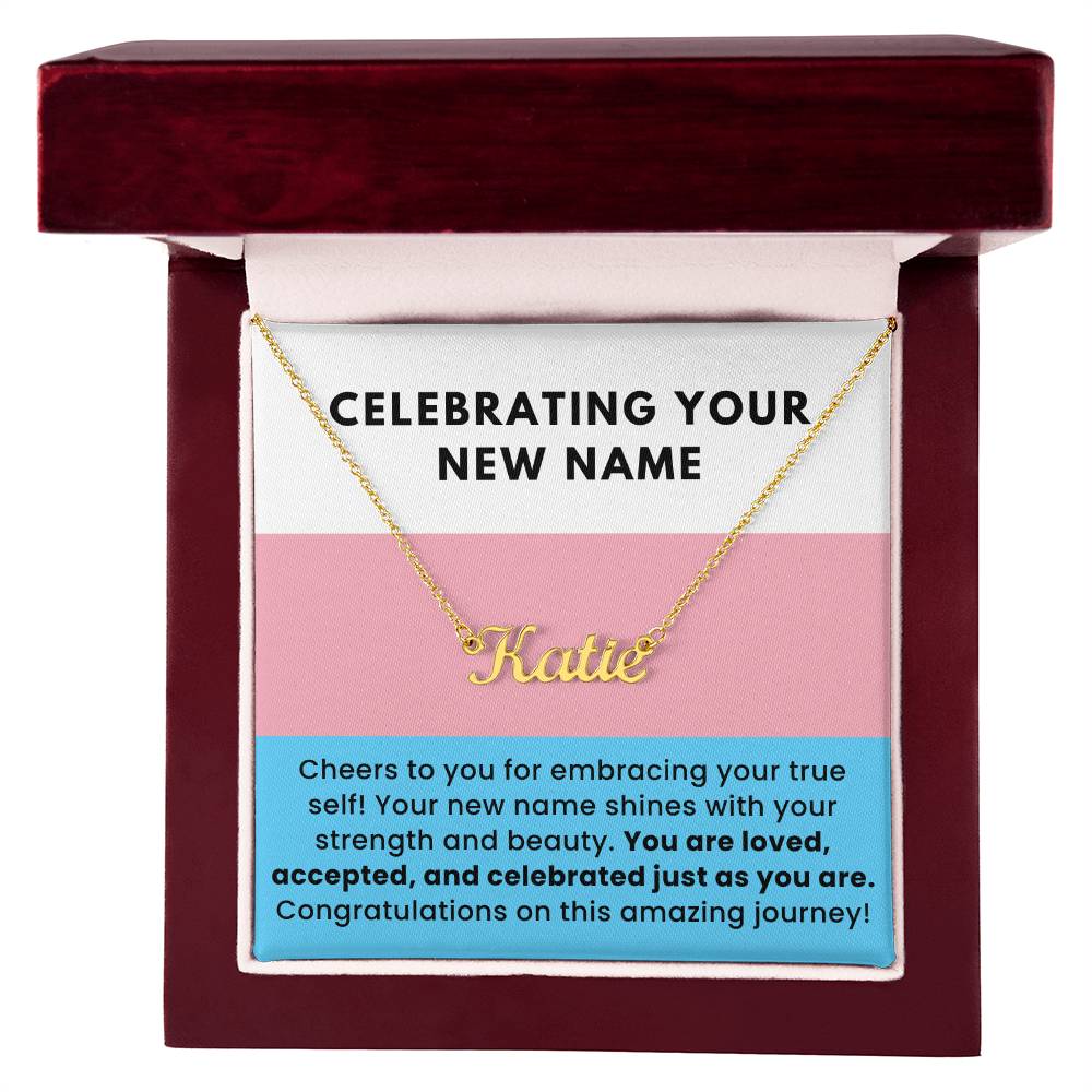 Embracing Your True Self Custom Name Necklace for Transgender LGBTQ Pride Month Gift