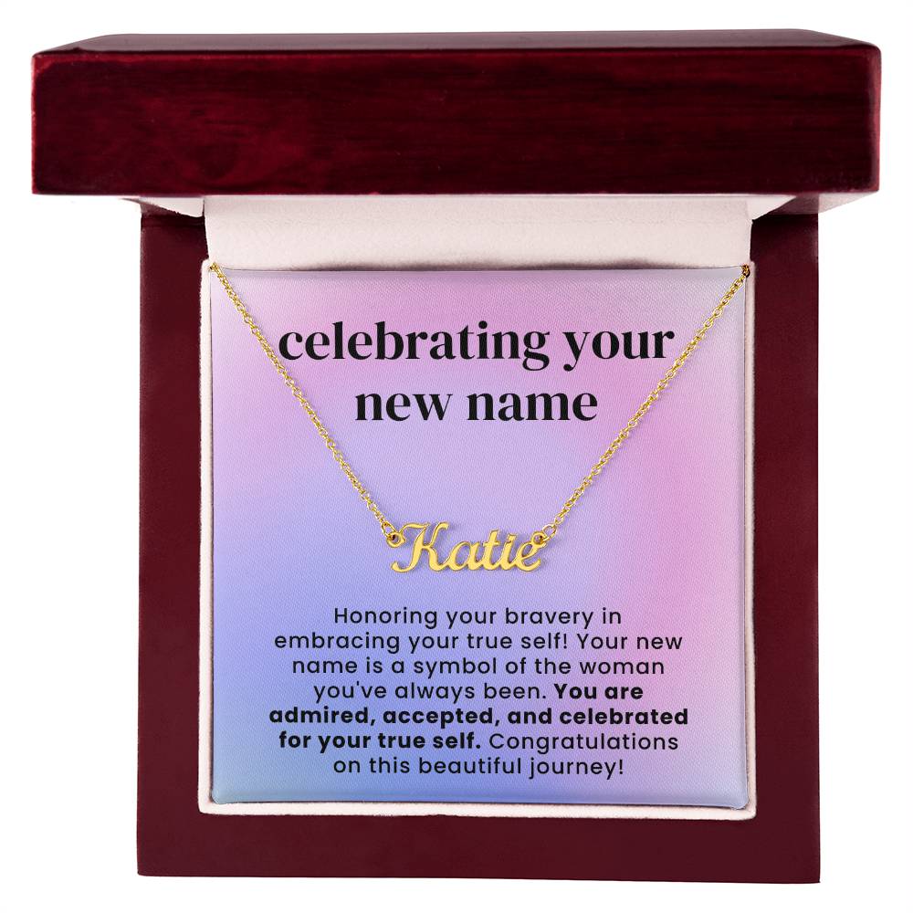 Celebrated For Your True Self Custom Name Necklace for Transgender LGBTQ Pride Month Gift