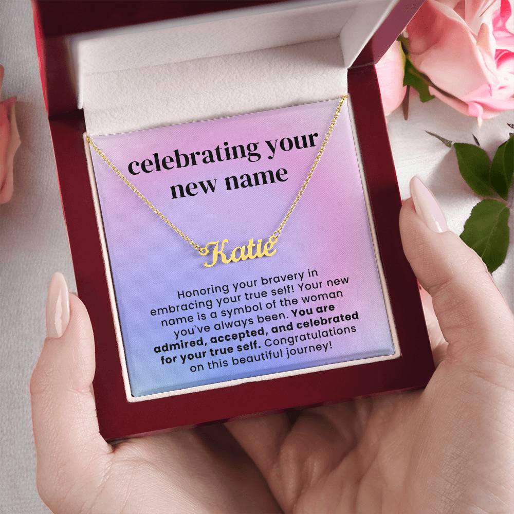 Celebrated For Your True Self Custom Name Necklace for Transgender LGBTQ Pride Month Gift