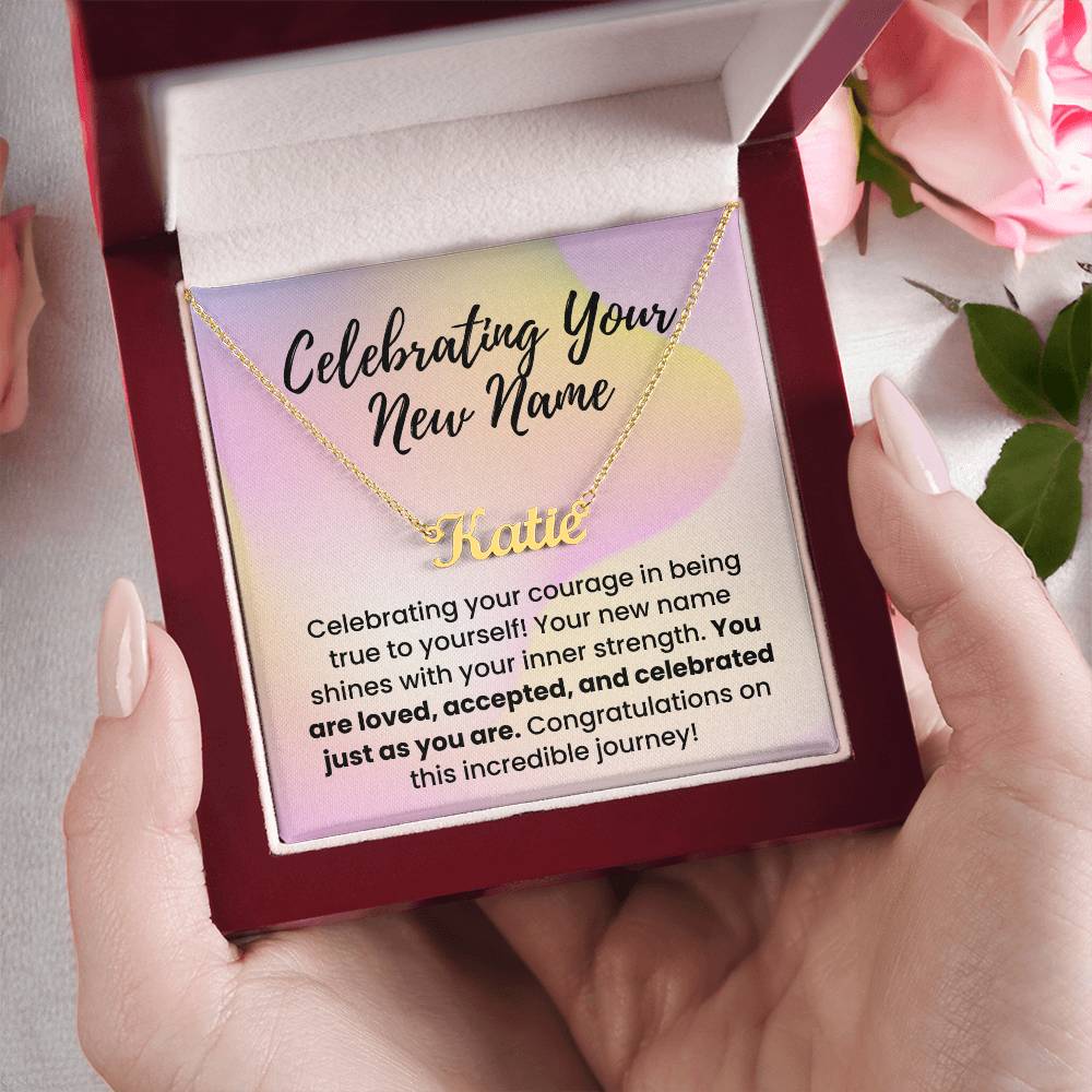 Celebrating Your New Name Custom Name Necklace for Transgender LGBTQ Pride Month Gift