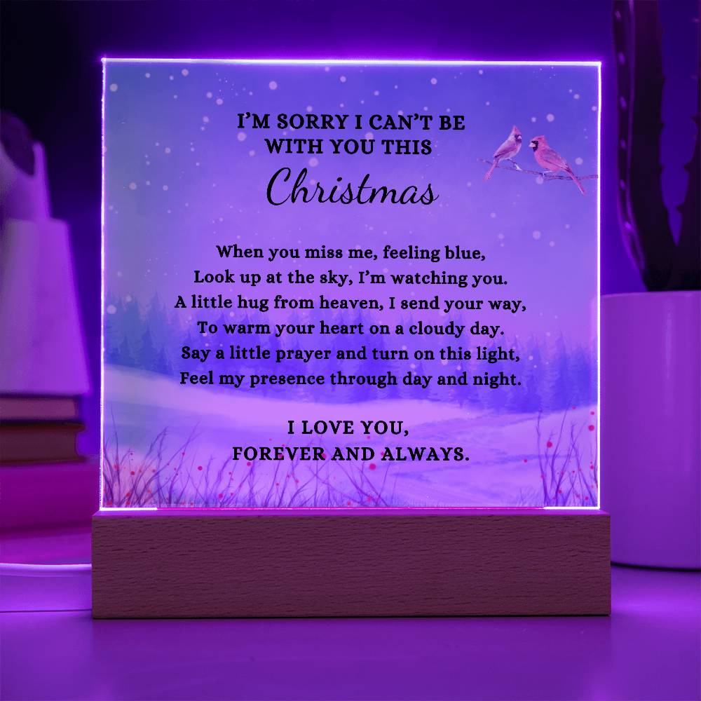 Christmas Sympathy Gift, Condolence LED Lighted Memorial Poem on Acrylic Plaque