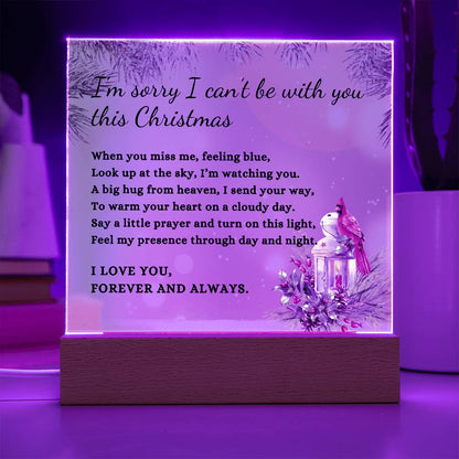 Christmas Cardinal Sympathy Gift, Condolence LED Lighted Memorial Poem on Acrylic Plaque