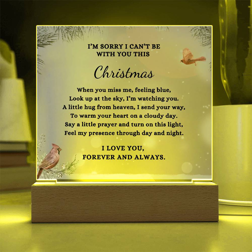 Two Cardinals Christmas Sympathy Gift, Condolence LED Lighted Memorial Poem on Acrylic Plaque