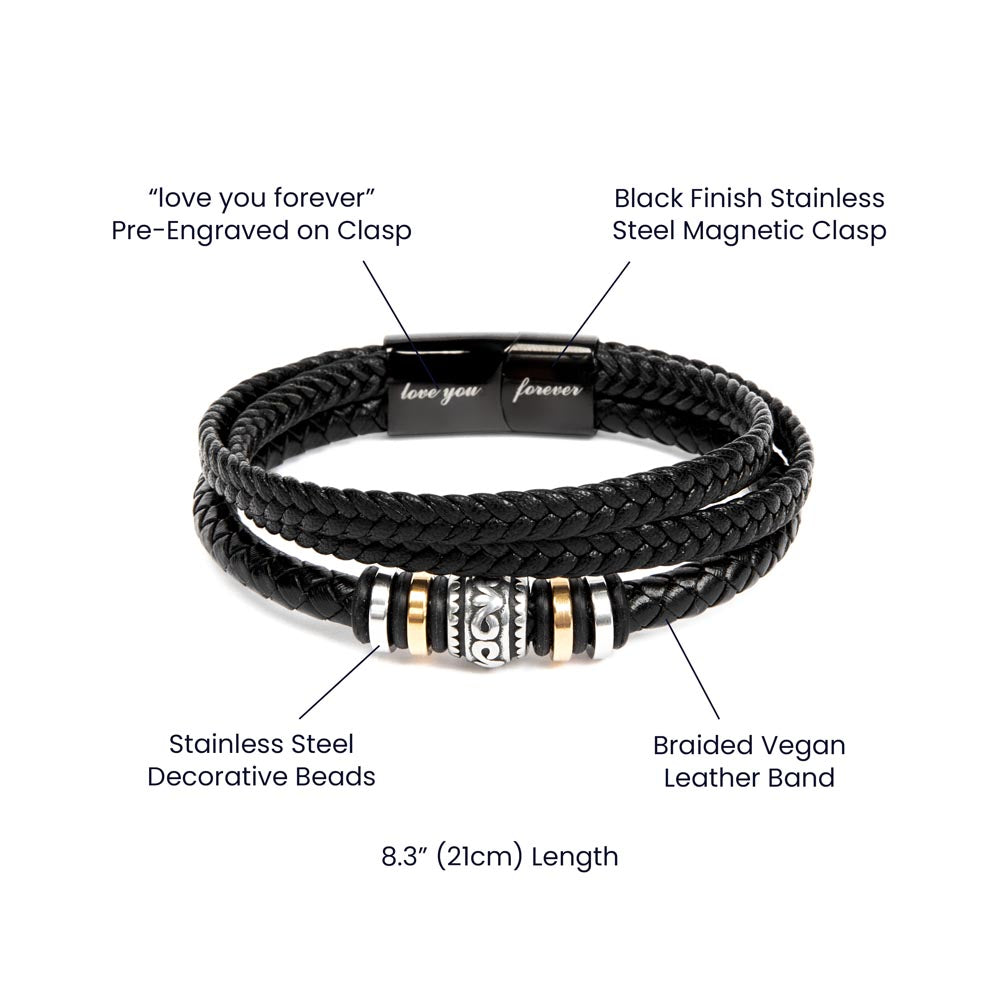 Gift For Son, Proud of You Graduation Encouragement Braided Vegan Leather Men Bracelet