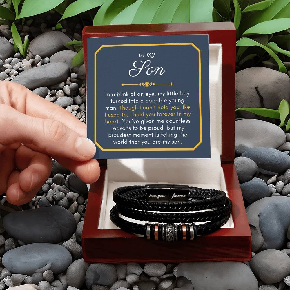 Gift For Son, a Capable Young Man Graduation Encouragement Braided Vegan Leather Men Bracelet