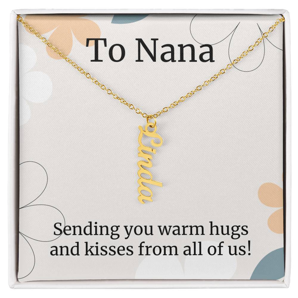 To Nana Gift, Sending You Warm Hugs, Custom Multi Grandchildren Name Necklace