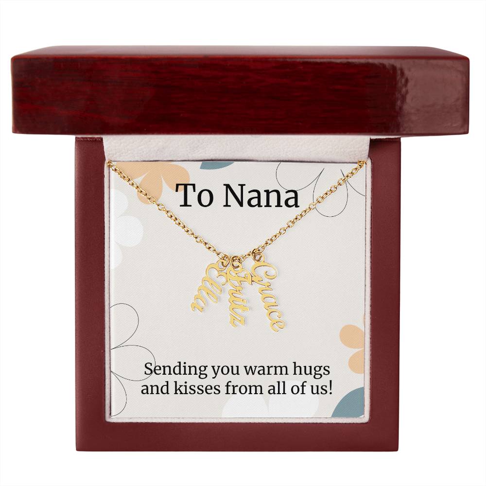 To Nana Gift, Sending You Warm Hugs, Custom Multi Grandchildren Name Necklace