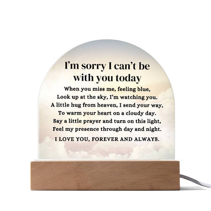 Heavenly Sky I Can't Be With You Poem LED Nightlight Acrylic Desktop Art (USB powered)