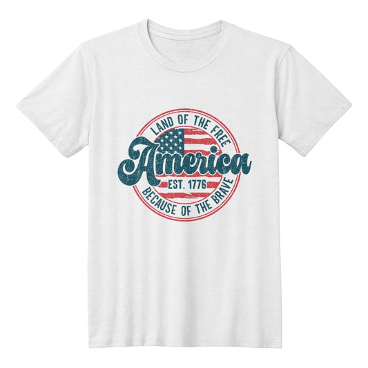 Land of the Free, Because of the Brave Retro Unisex 4th of July T Shirt