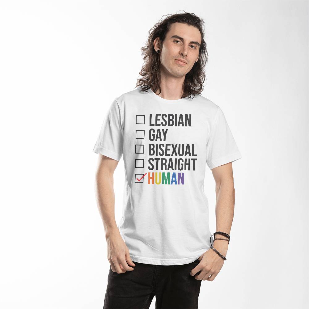 Lesbian Gay Bisexual Straight Human Checklist LGBTQ Pride Unisex T Shirt