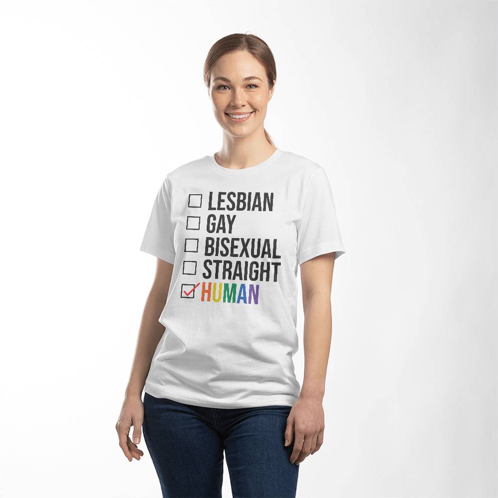 Lesbian Gay Bisexual Straight Human Checklist LGBTQ Pride Unisex T Shirt