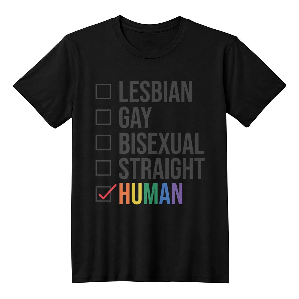 Lesbian Gay Bisexual Straight Human Checklist LGBTQ Pride Unisex T Shirt