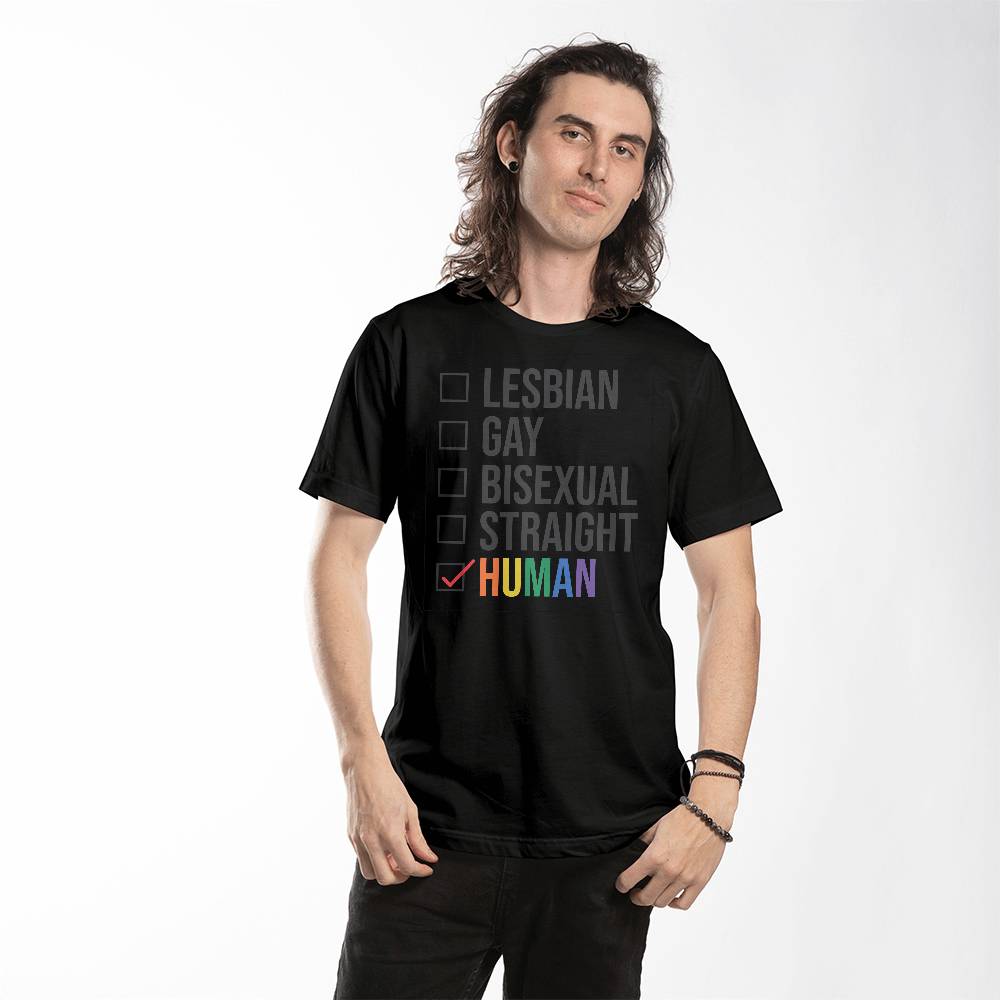 Lesbian Gay Bisexual Straight Human Checklist LGBTQ Pride Unisex T Shirt