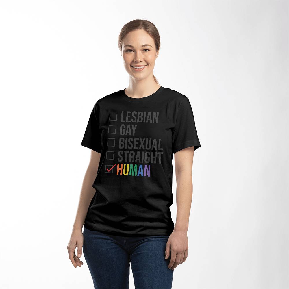 Lesbian Gay Bisexual Straight Human Checklist LGBTQ Pride Unisex T Shirt