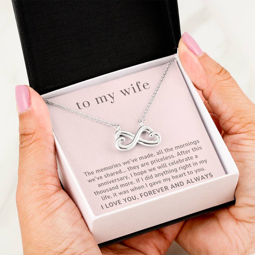 To My Wife Gift, Memories We Made Endless Love Infinity Heart Necklace