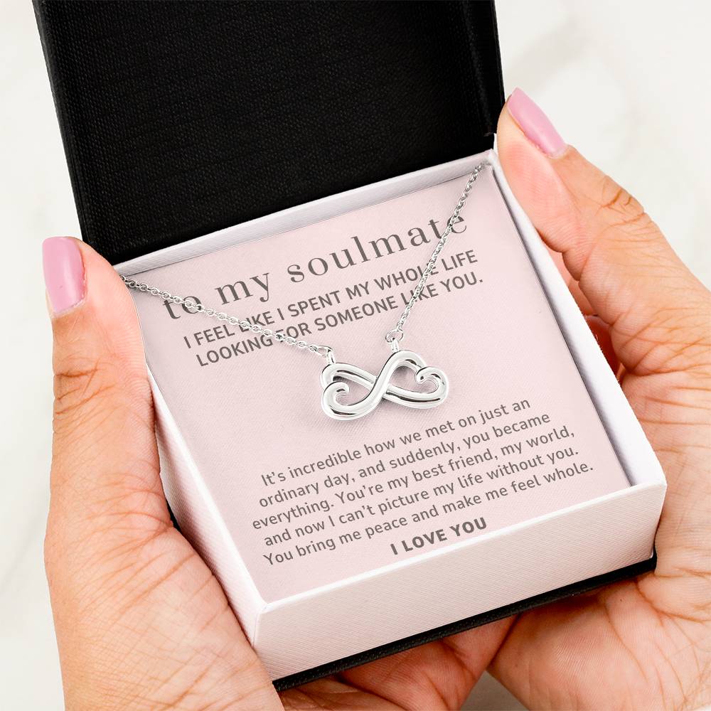 To My Soulmate Gift, The Day We Met Endless Love Infinity Heart Necklace