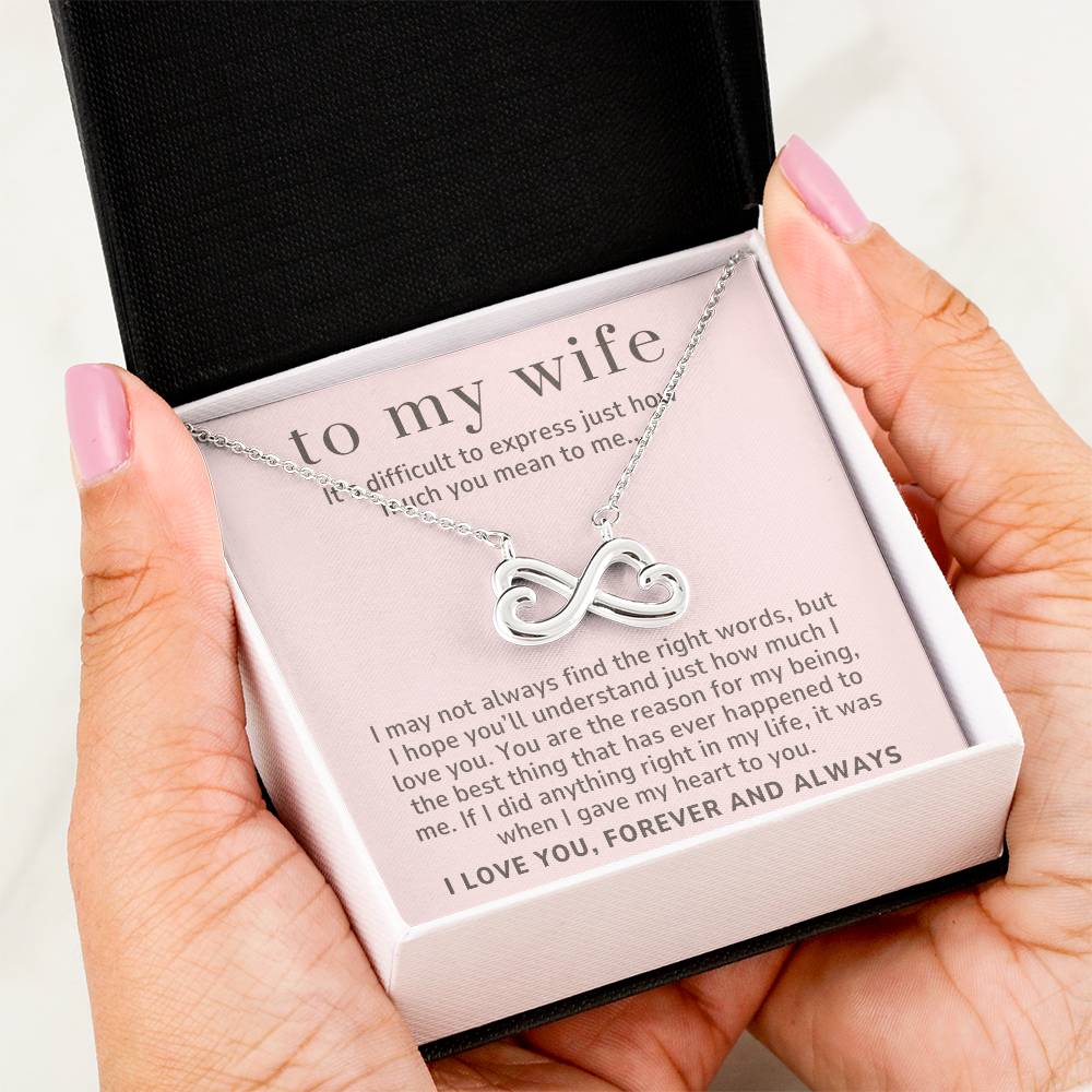 To My Wife Gift, How Much You Mean to Me Endless Love Infinity Heart Necklace