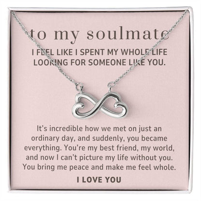 To My Soulmate Gift, The Day We Met Endless Love Infinity Heart Necklace