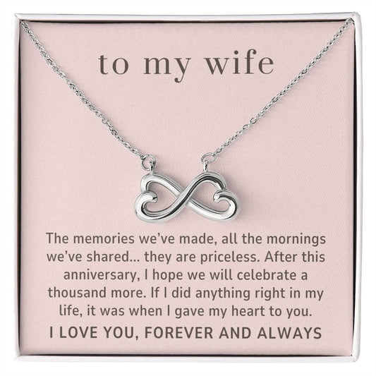 To My Wife Gift, Memories We Made Endless Love Infinity Heart Necklace