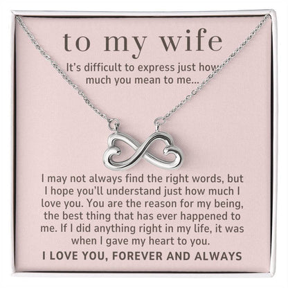 To My Wife Gift, How Much You Mean to Me Endless Love Infinity Heart Necklace