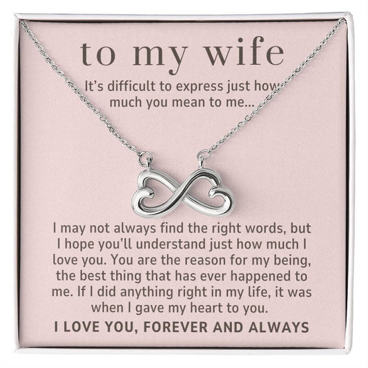 To My Wife Gift, How Much You Mean to Me Endless Love Infinity Heart Necklace