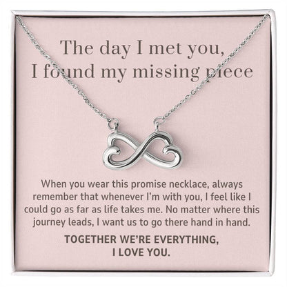 To My Girlfriend Gift, My Missing Piece Endless Love Infinity Heart Necklace