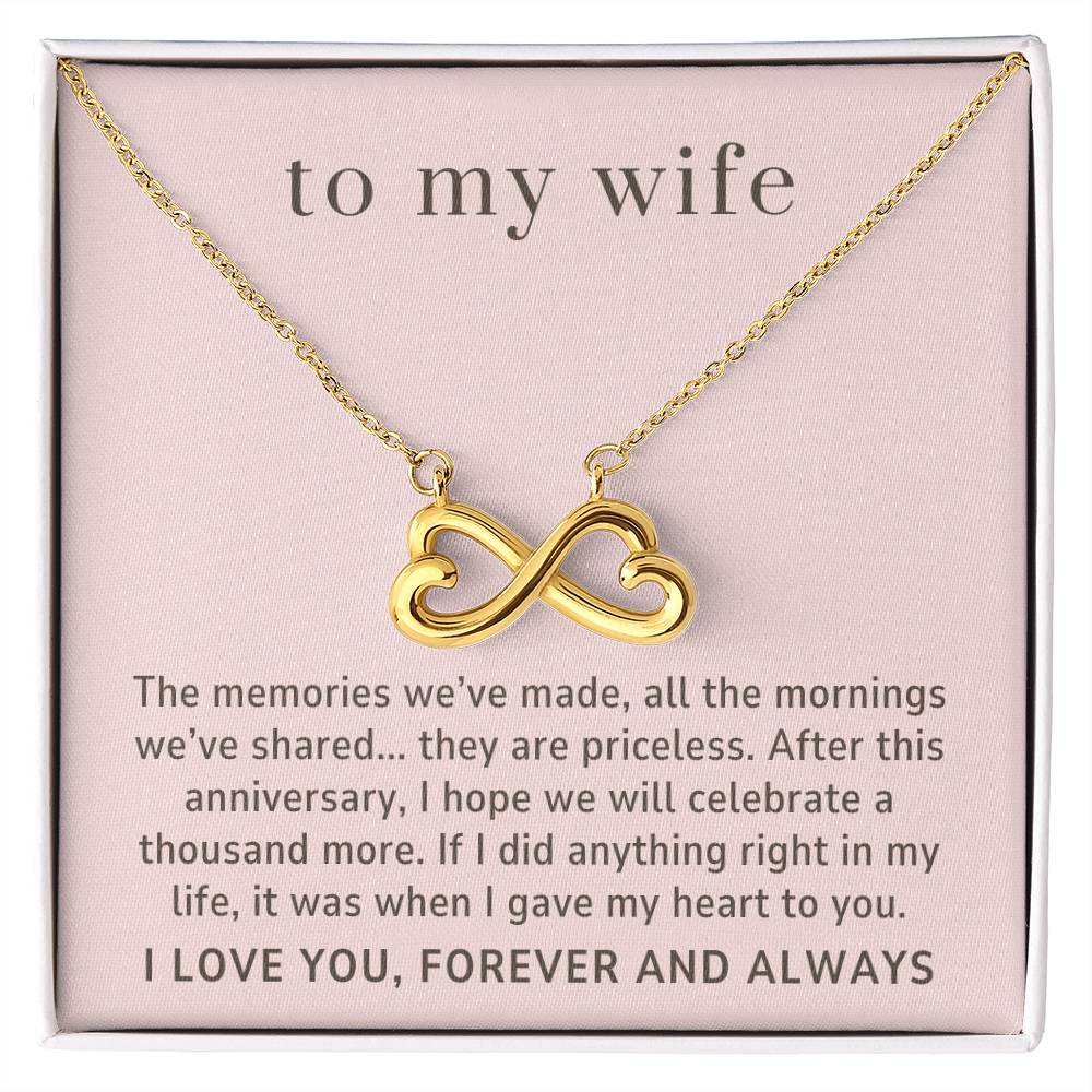 To My Wife Gift, Memories We Made Endless Love Infinity Heart Necklace