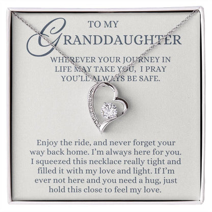 To my Granddaughter Gift from Grandma or Grandpa, Journey in Life, Forever Love Heart Pendant Necklace