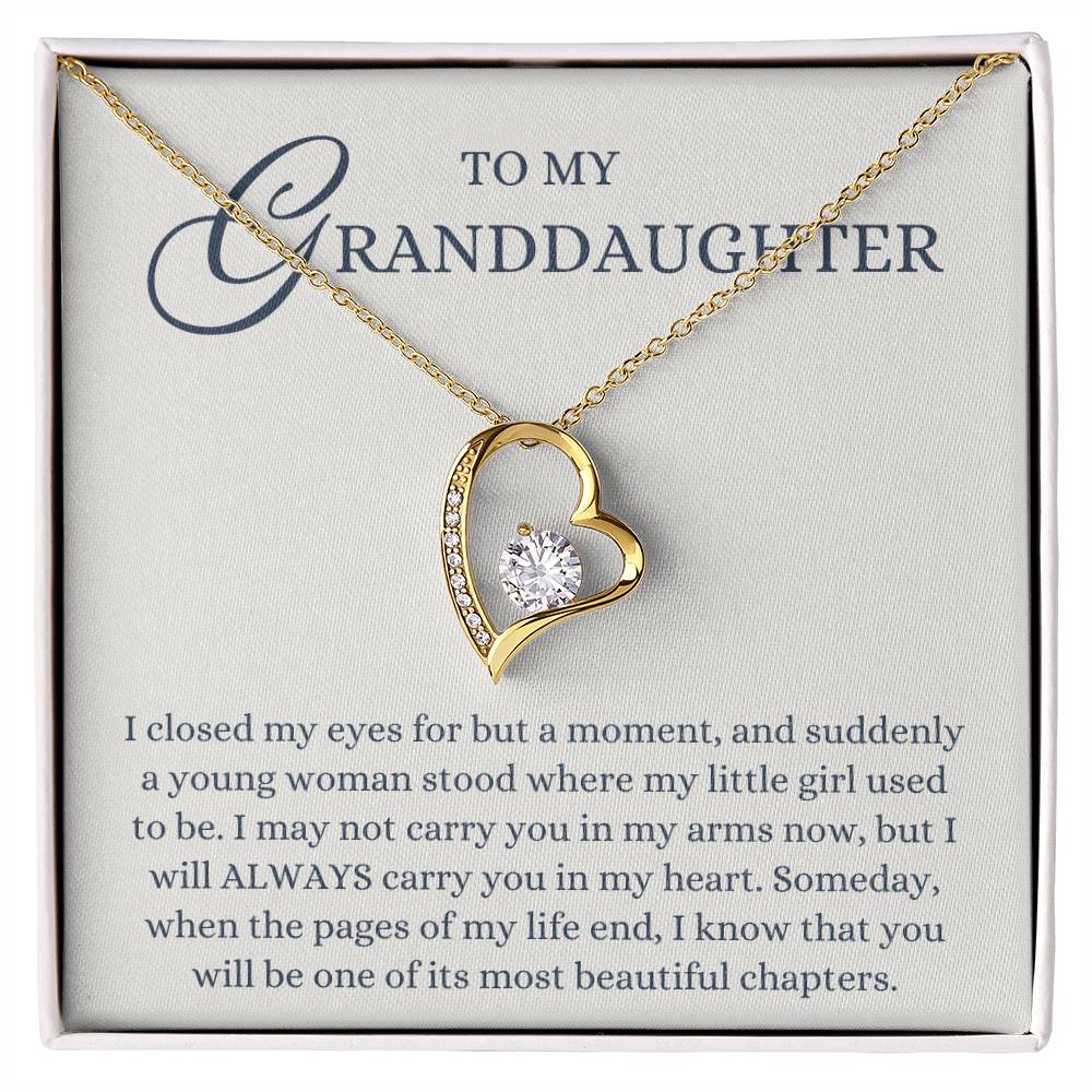 To my Granddaughter Gift from Grandma or Grandpa, Most Beautiful Chapters, Forever Love Heart Pendant Necklace