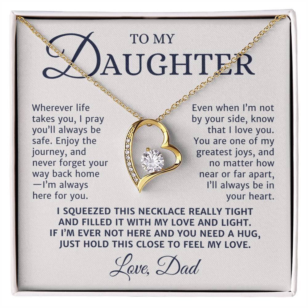 To My Daughter Gift from Mom or Dad, Forever Love Necklace, I Pray You'll Be Safe Personalized Message Card