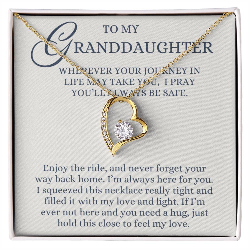 To my Granddaughter Gift from Grandma or Grandpa, Journey in Life, Forever Love Heart Pendant Necklace