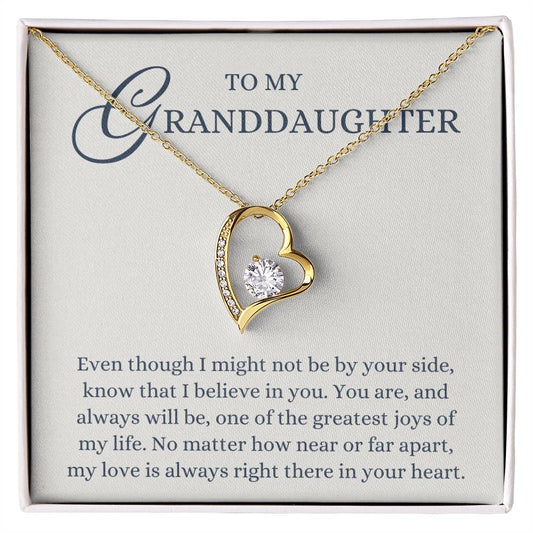 To my Granddaughter Gift from Grandma or Grandpa, Near or Far Apart, Forever Love Heart Pendant Necklace